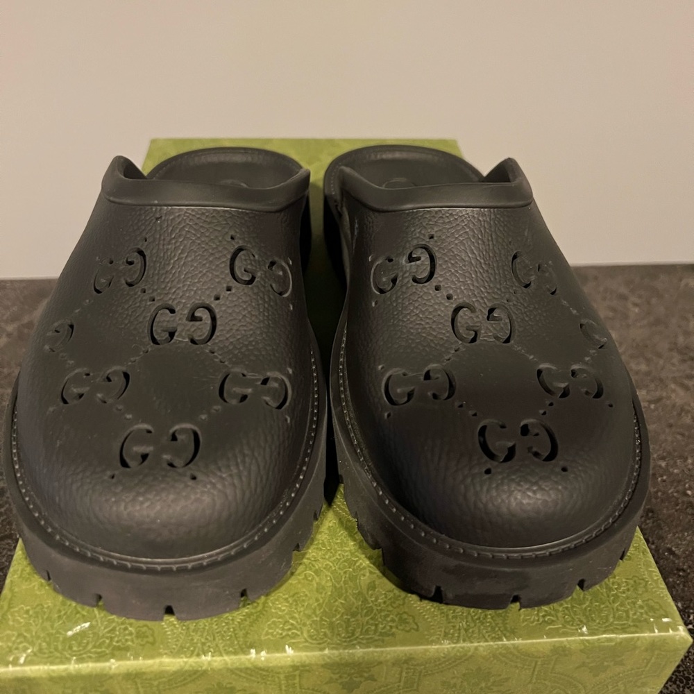 Gucci Rubber GG Mules Mens Size 6